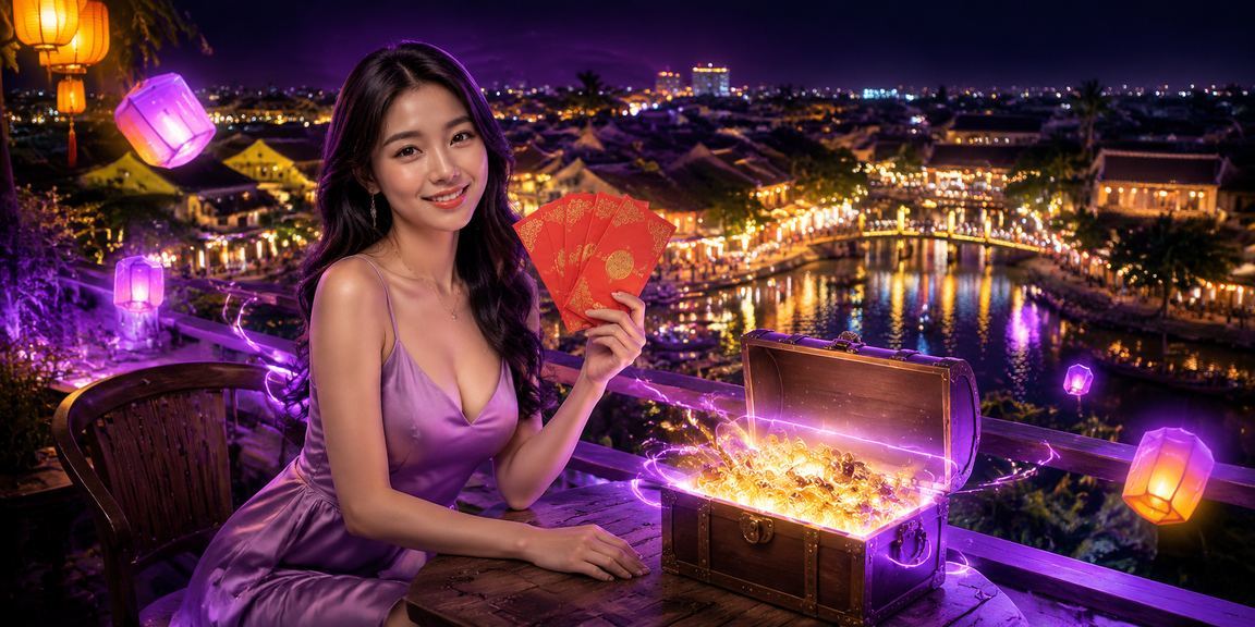Phong bì đỏ may mắn và không khí lễ hội Hội An gợi nhớ cảm giác nhận thưởng jackpot bất ngờ