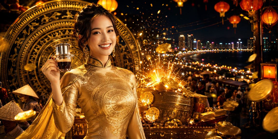 Người phụ nữ mặc áo dài kiểm tra vé số tại Nha Trang trong buổi chiều