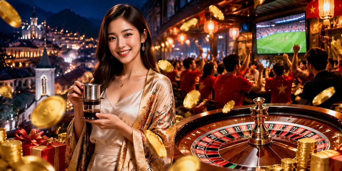 Người dùng tại Sa Pa ngồi cà phê buổi sáng, theo dõi bảng jackpot trên điện thoại giữa không khí núi rừng yên tĩnh